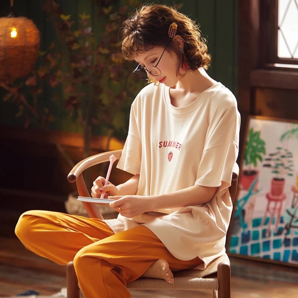 🌸 Tan Cotton Loungewear Set